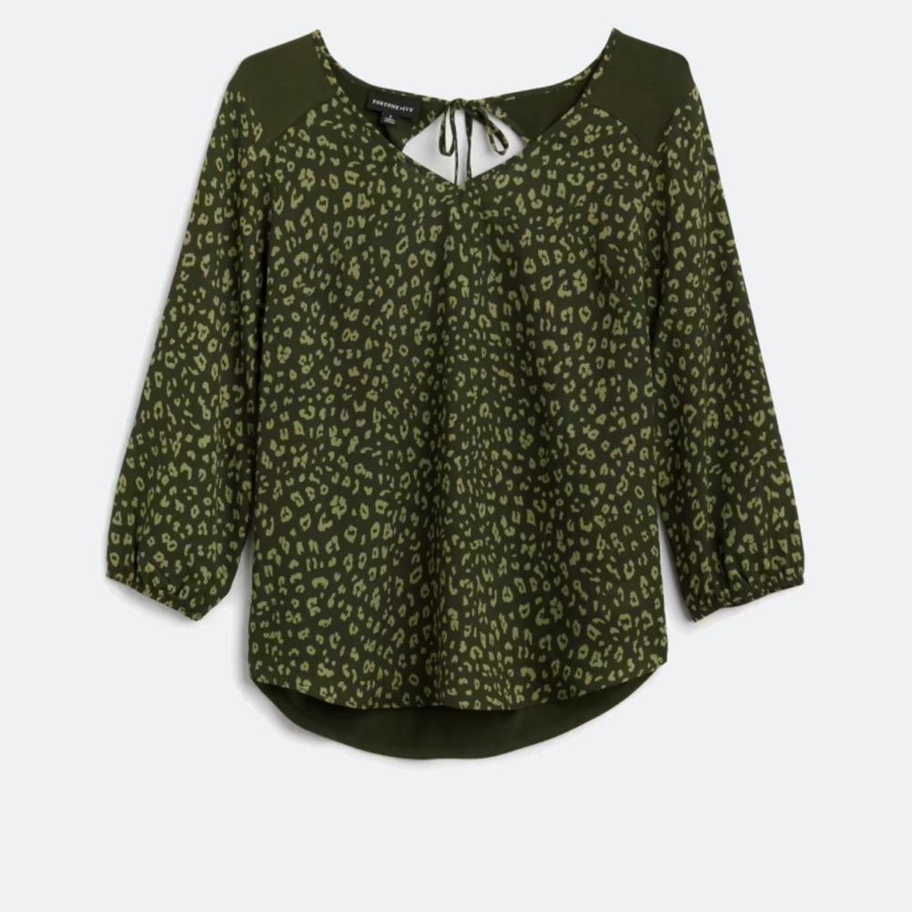 Jenna Tie Back Mixed Material Blouse